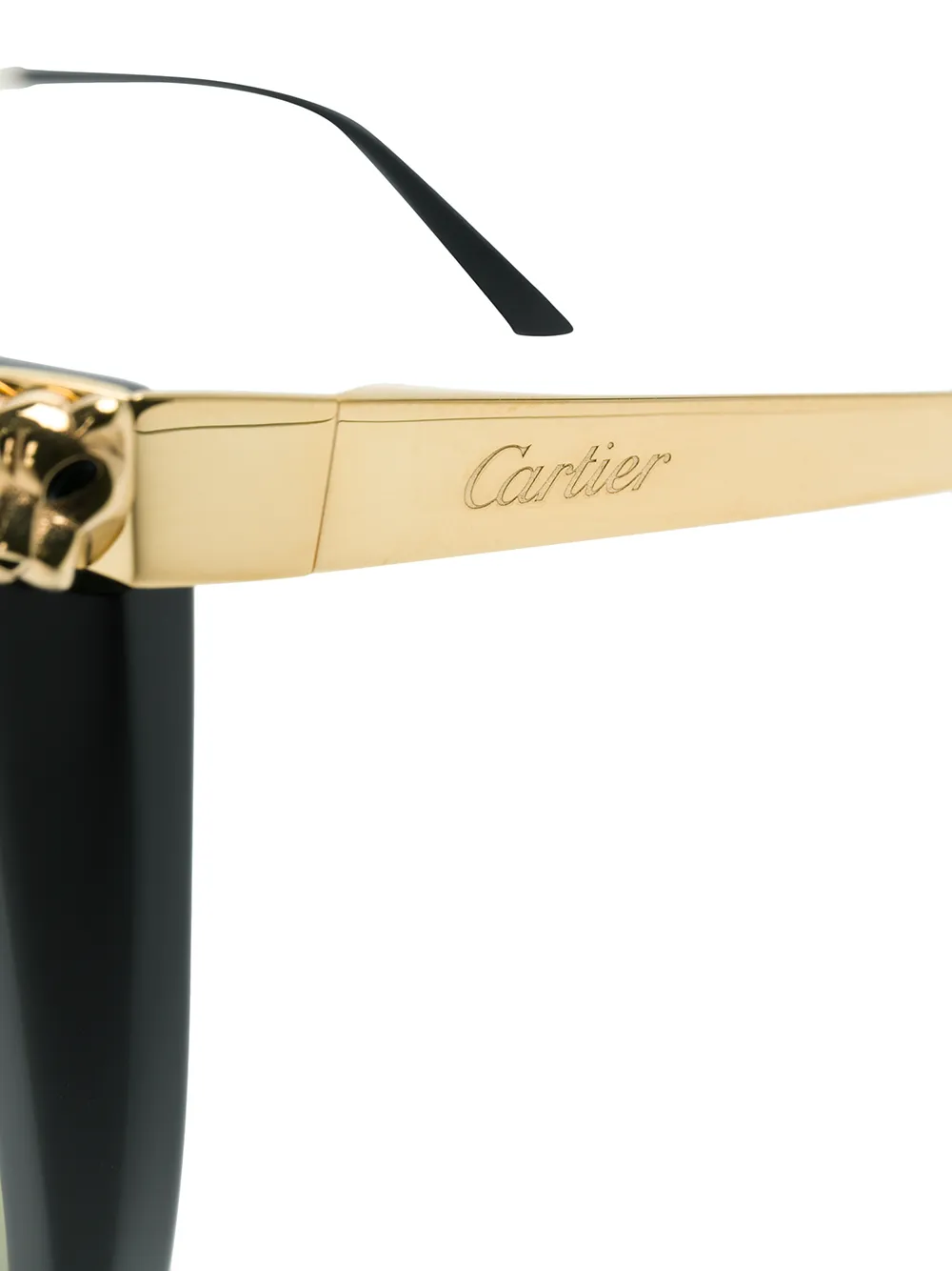 Cartier Eyewear panter hoofd oversized zonnebril Zwart