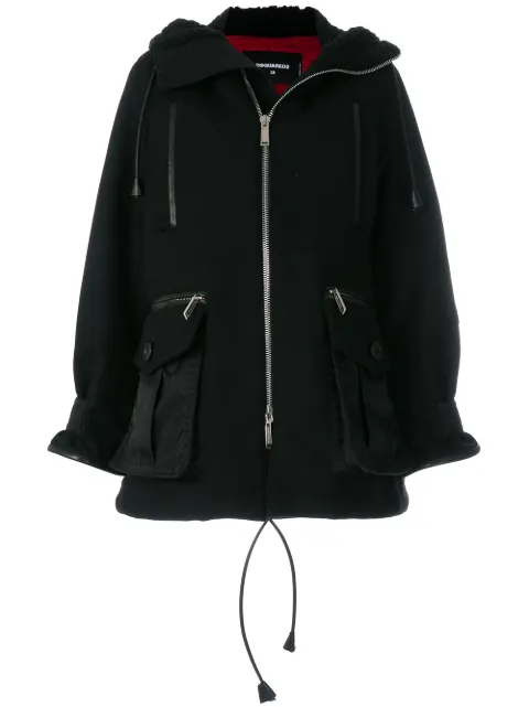 DSQUARED2 shearling lined hooded coat
