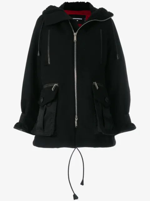 DSQUARED2 shearling lined hooded coat