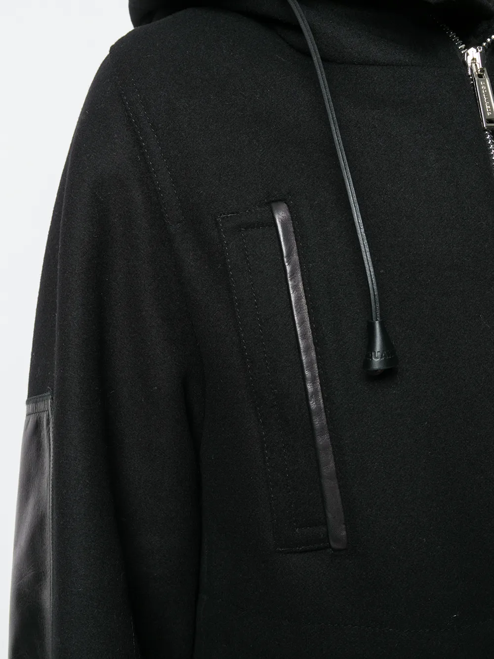 DSQUARED2 shearling lined hooded coat Zwart