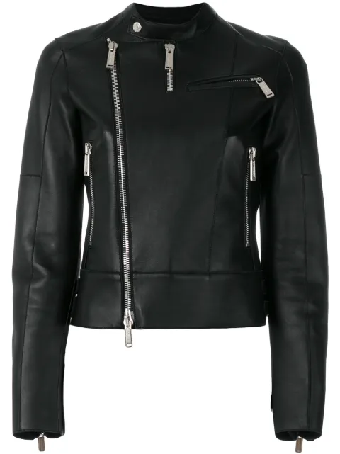 DSQUARED2 band collar leather jacket