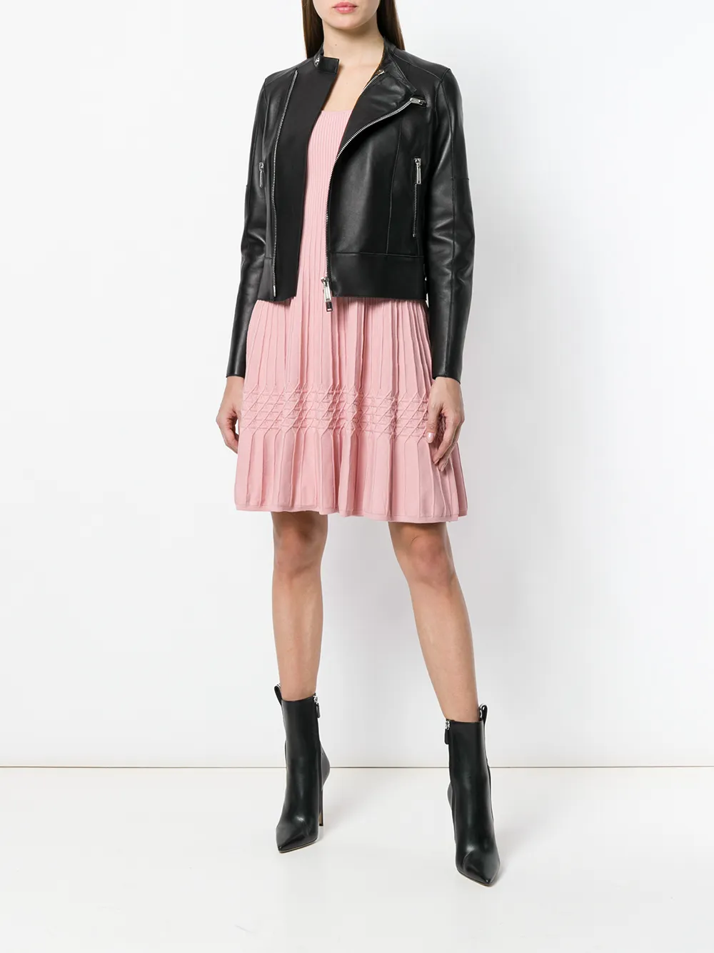 DSQUARED2 band collar leather jacket Zwart