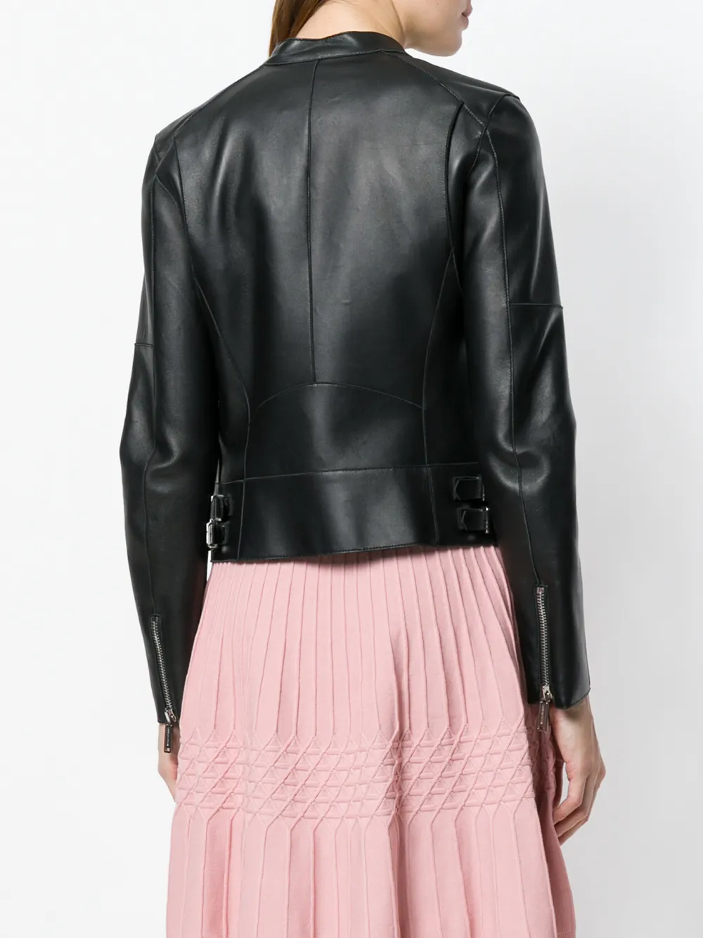 DSQUARED2 band collar leather jacket Zwart