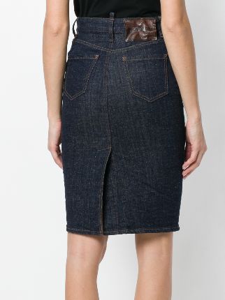 knee-length denim pencil skirt展示图