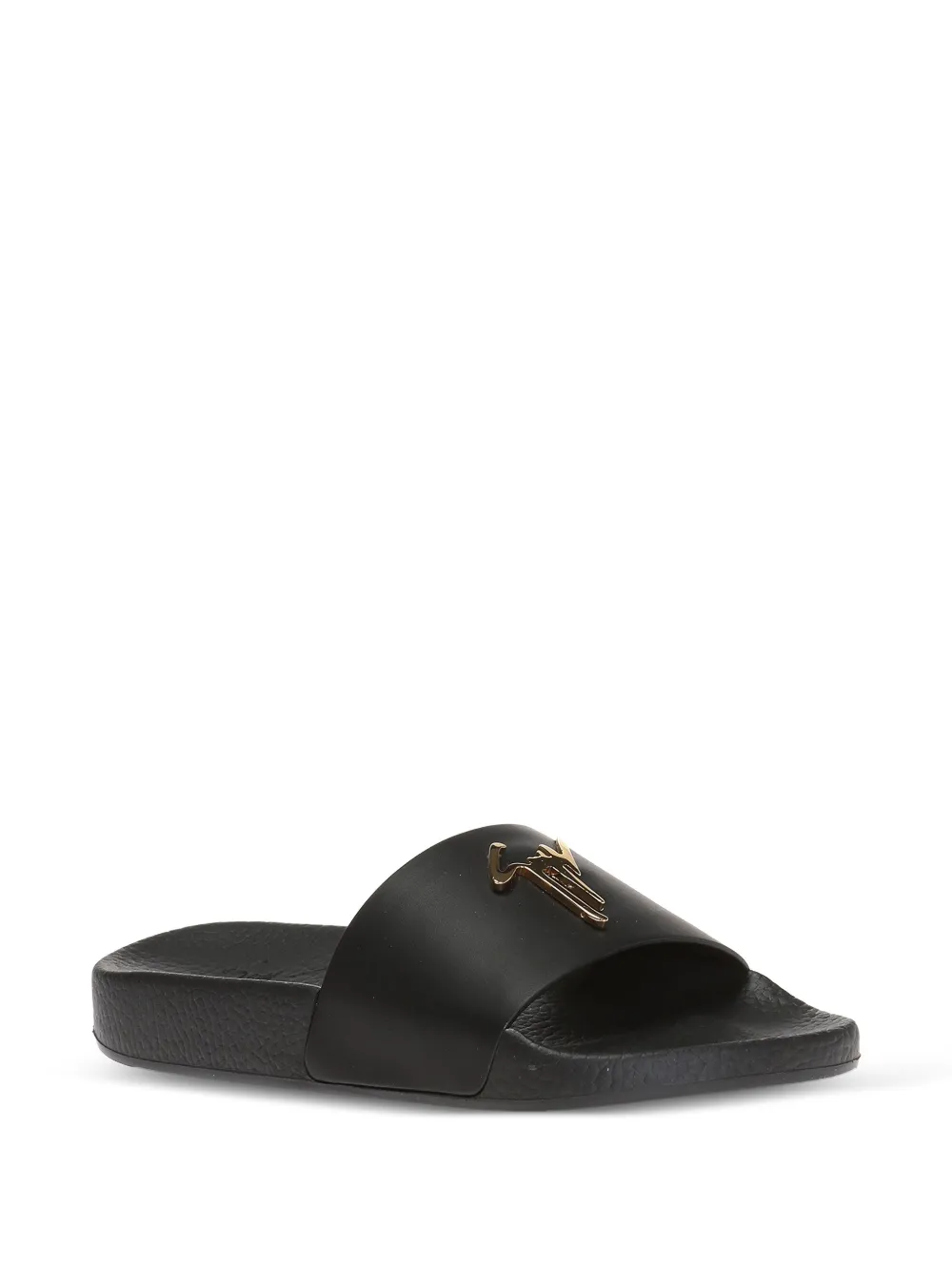  Giuseppe Zanotti Pantoletten Mit Logo Schild   Schwarz 