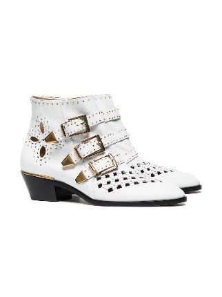 white Susanna 30 studded leather boots展示图