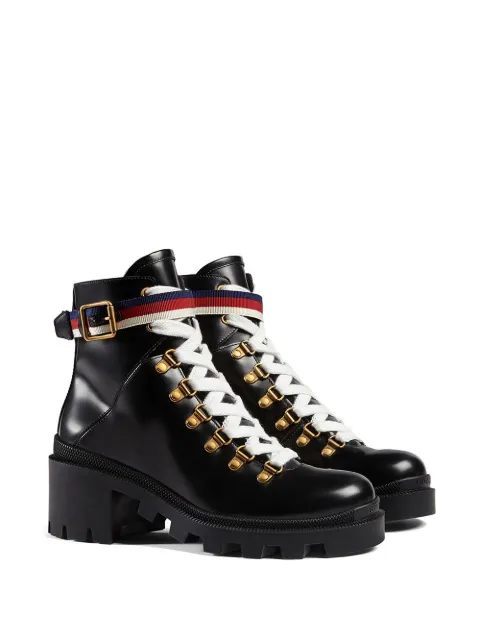 leather ankle boot with sylvie web dupe