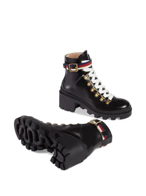 leather ankle boot with sylvie web dupe