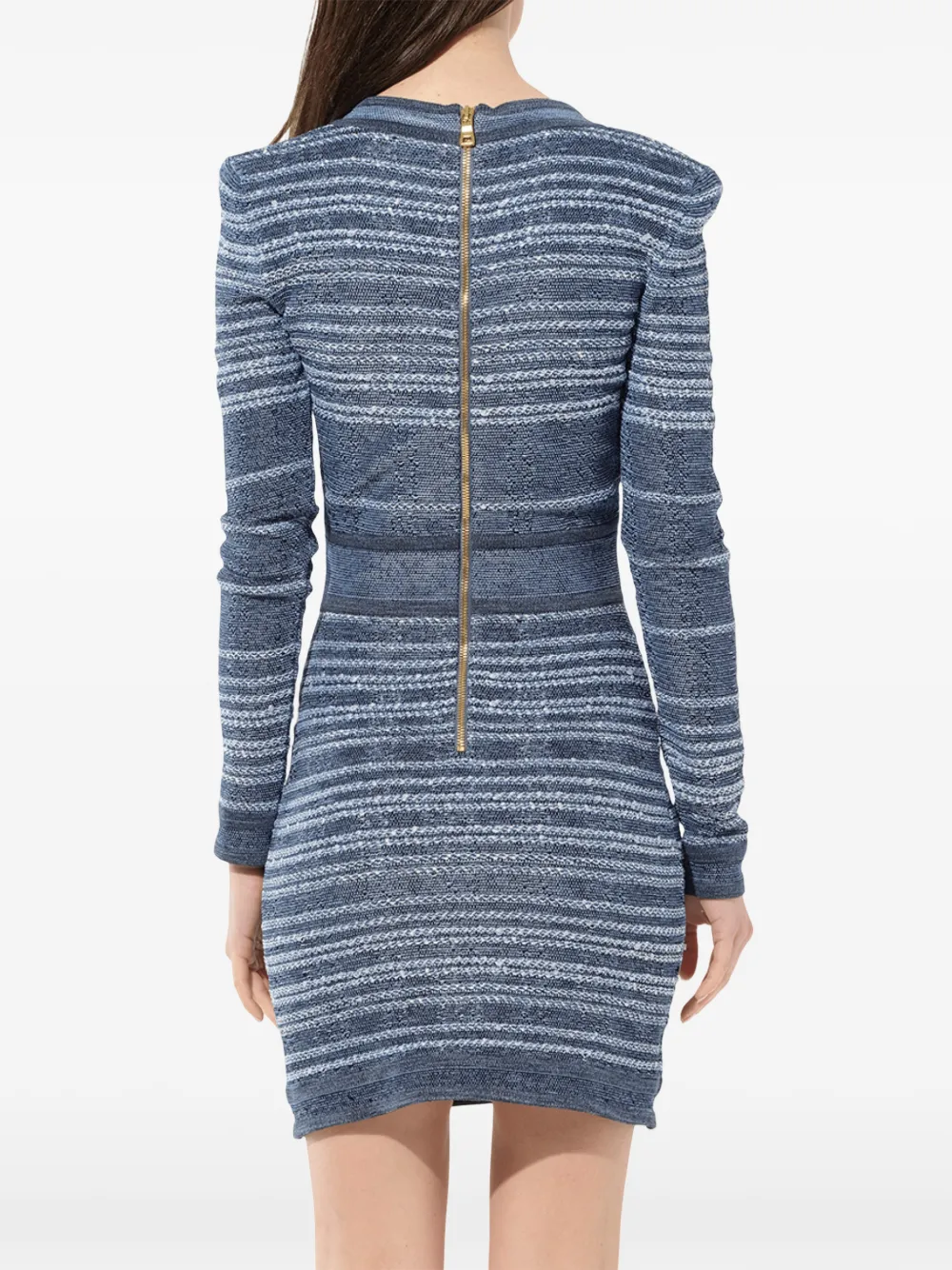 Balmain Gestreepte mini-jurk met V-hals Blauw