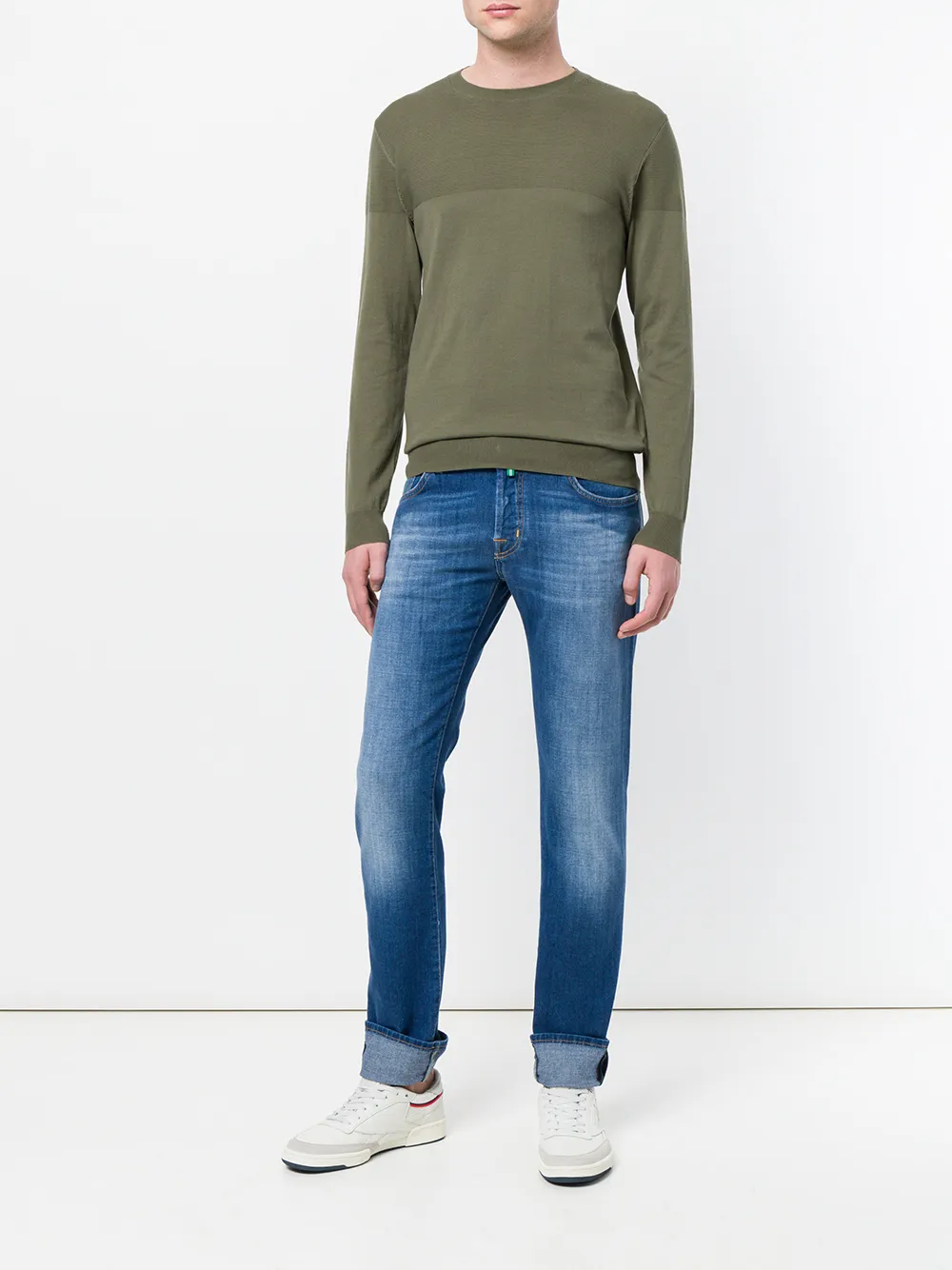 Paolo Pecora trui met ronde hals - Groen