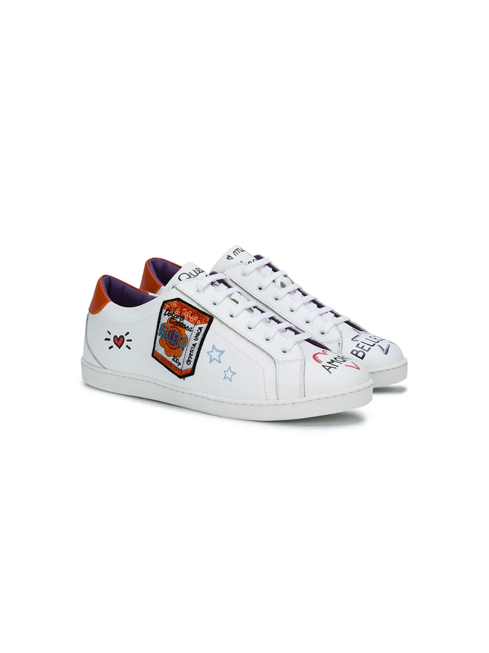 Dolce & Gabbana Kids Sneakers decorate 'Queen of my heart' - Bianco