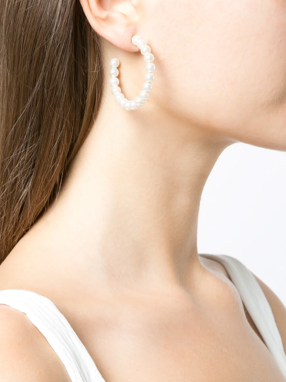 Lele Sadoughi faux pearl hoop earrings - Wit