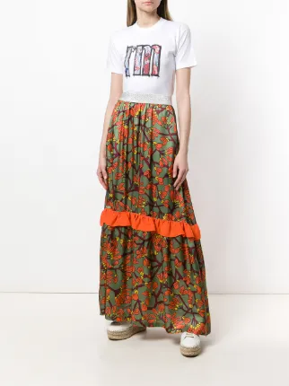 floral print long ruffle skirt展示图