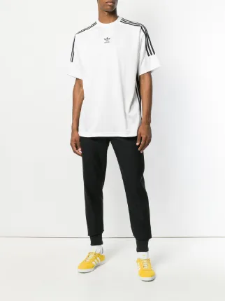 adidas retro 3 stripes t shirt in gold adidas retro 3 stripes t shirt in gold