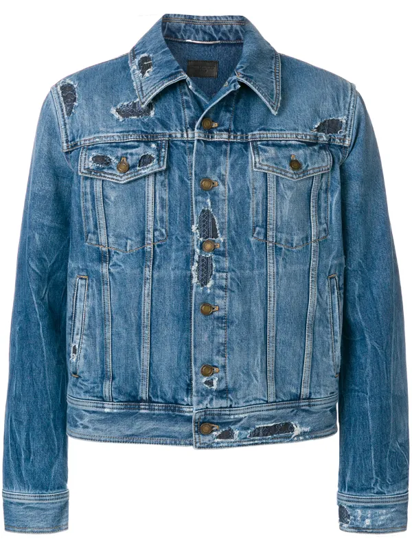 saint laurent distressed denim jacket