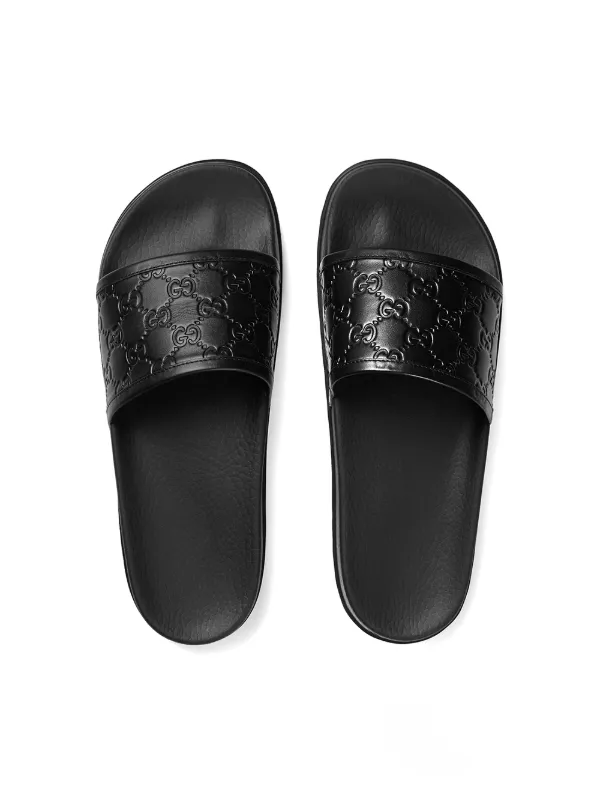 black gucci signature slides