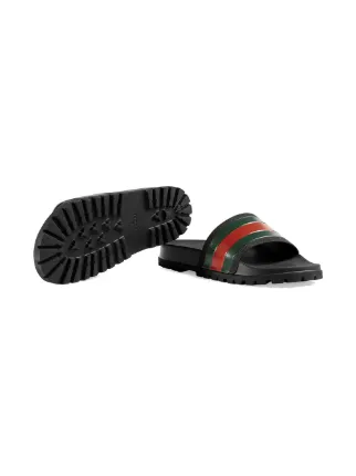 black gucci web slides