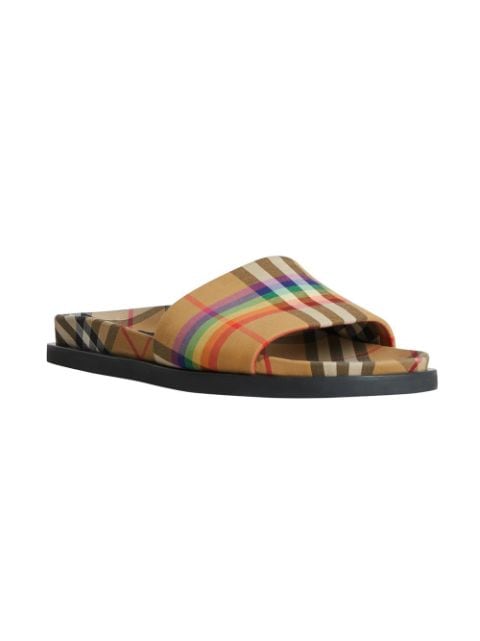 rainbow burberry slides