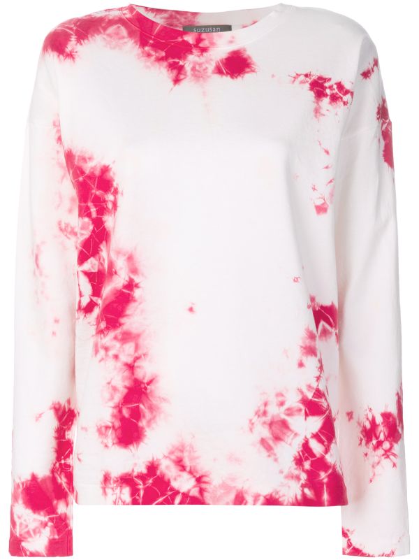 red and white tie dye sweatshirt