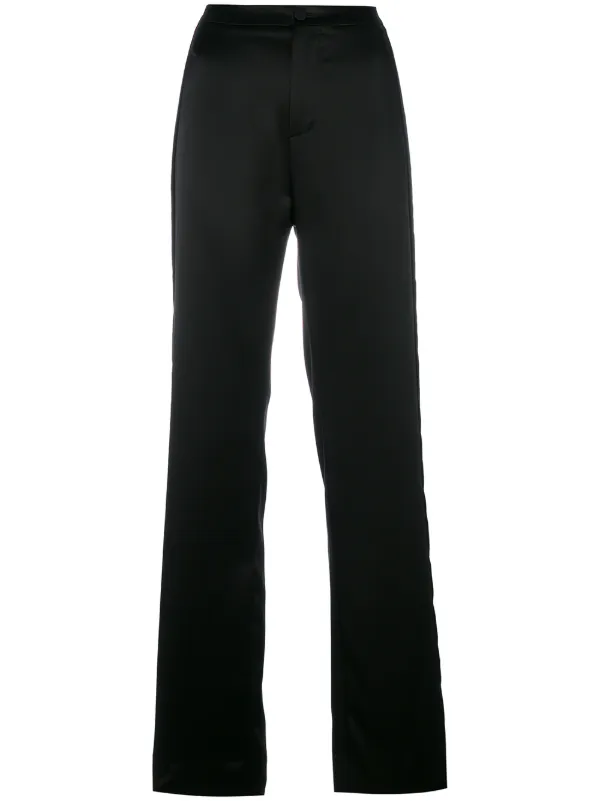black satin track pants