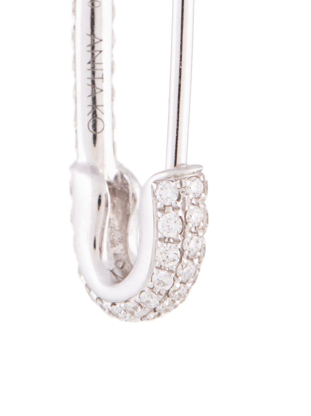 Shop Anita Ko Safety Pin Diamond Earring In Silver