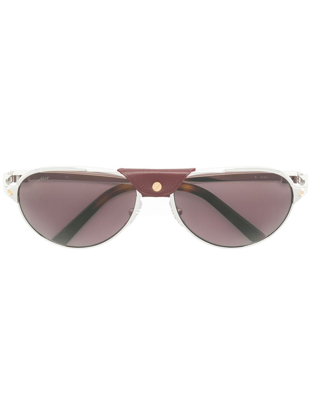 Shop Cartier Santos De  Aviator-frame Sunglasses In Metallic