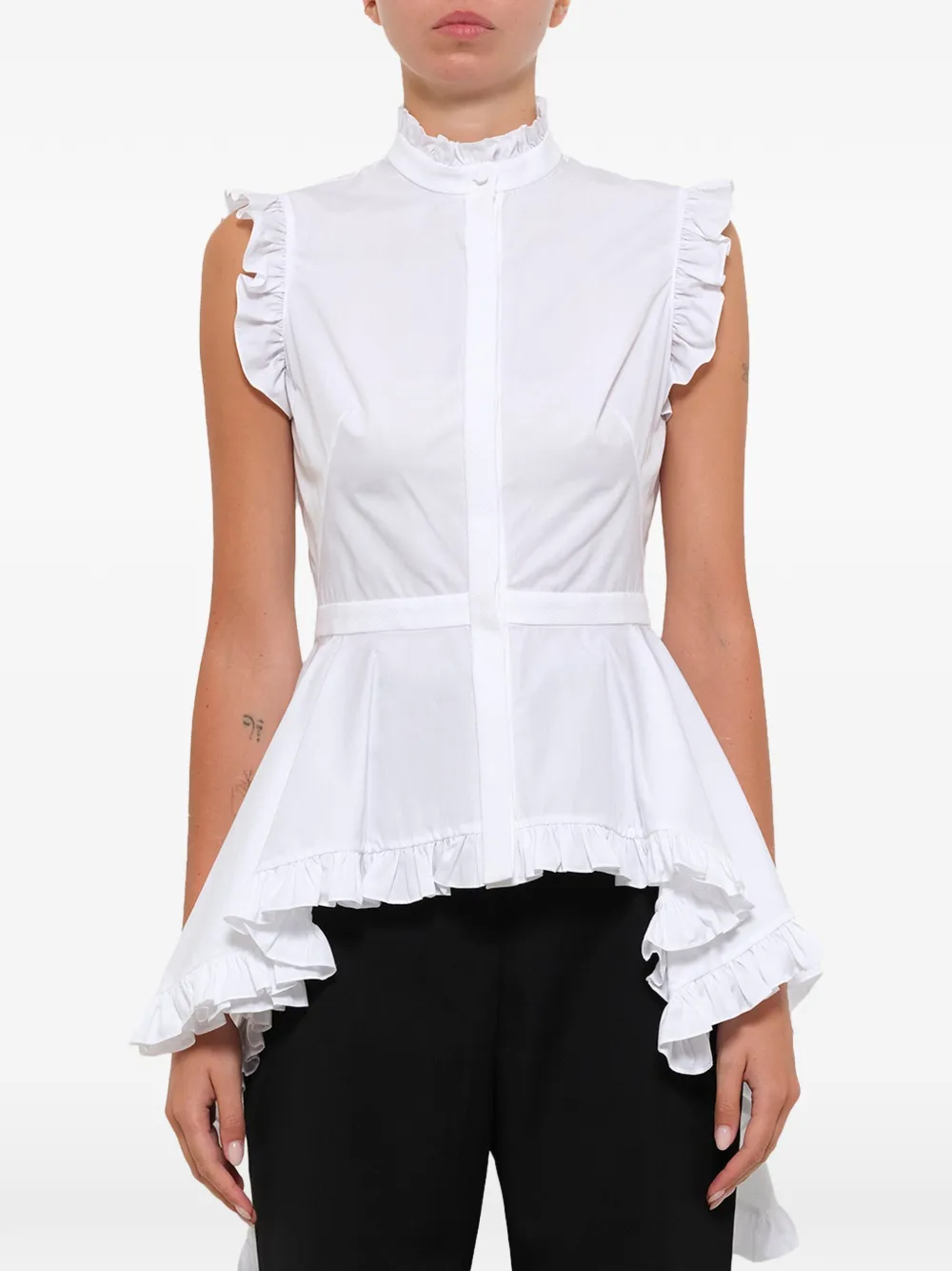 Alexander McQueen Blusa con design peplum - Bianco
