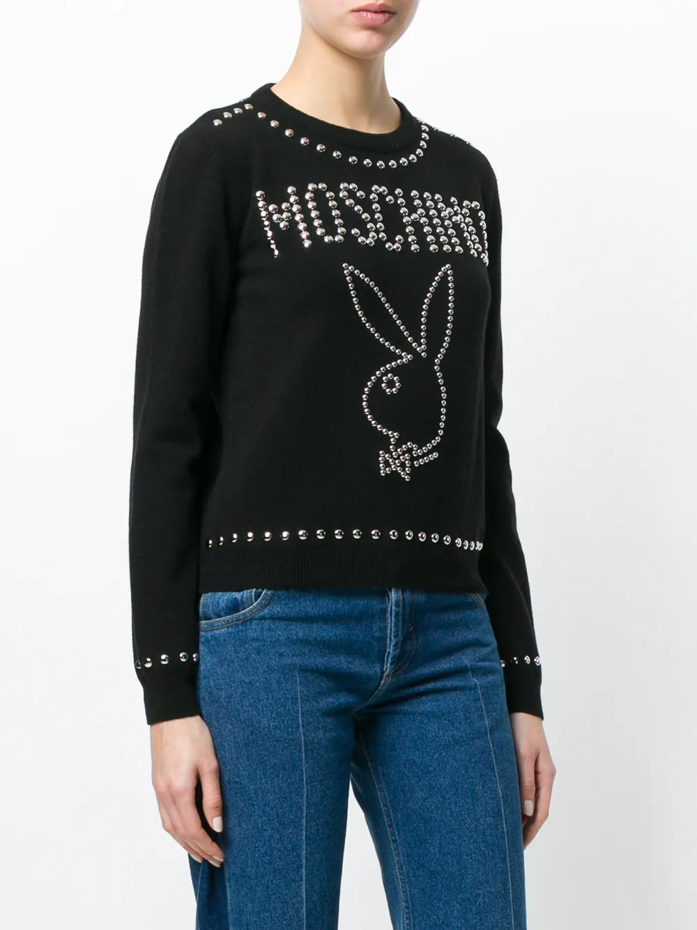 Moschino playboy bunny studded jumper Zwart