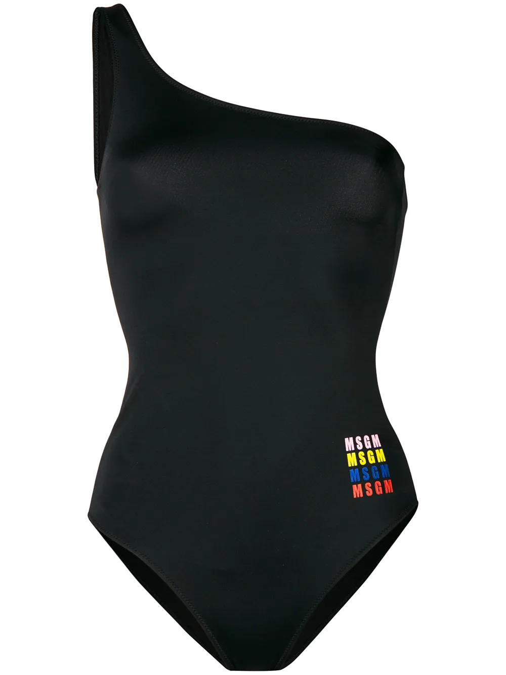 

MSGM asymmetric logo swimsuit - Black