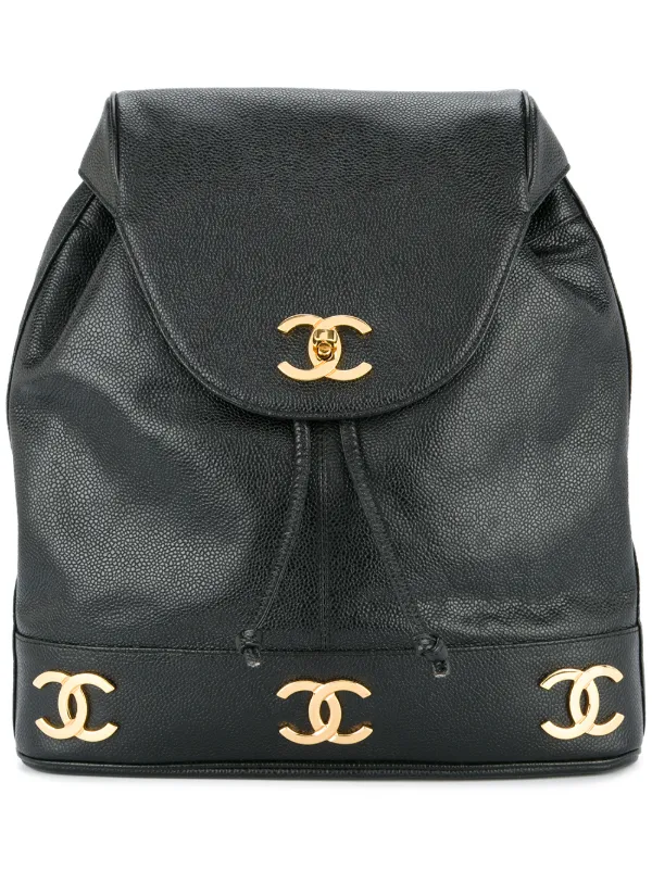 Chanel Pre-owned 1991-1994 CC Logo Backpack in Black