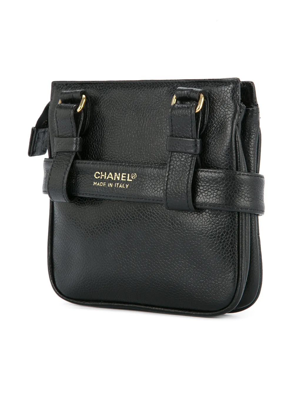 Pre-owned Chanel Cc Stitch Waist Bag In Black
