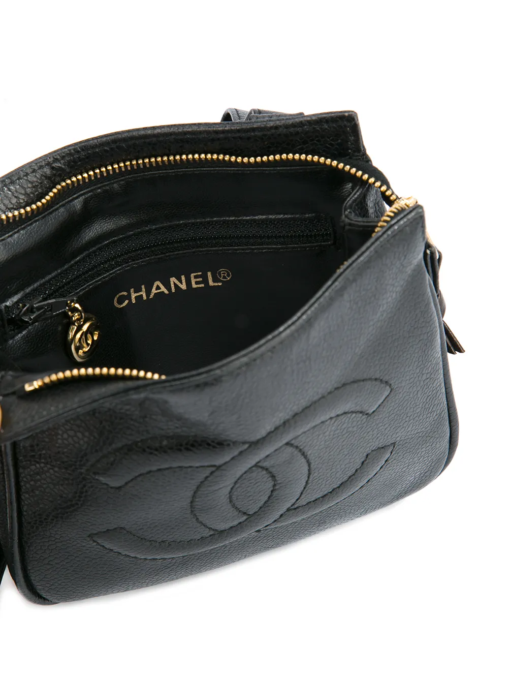 Pre-owned Chanel Cc Stitch Waist Bag In Black