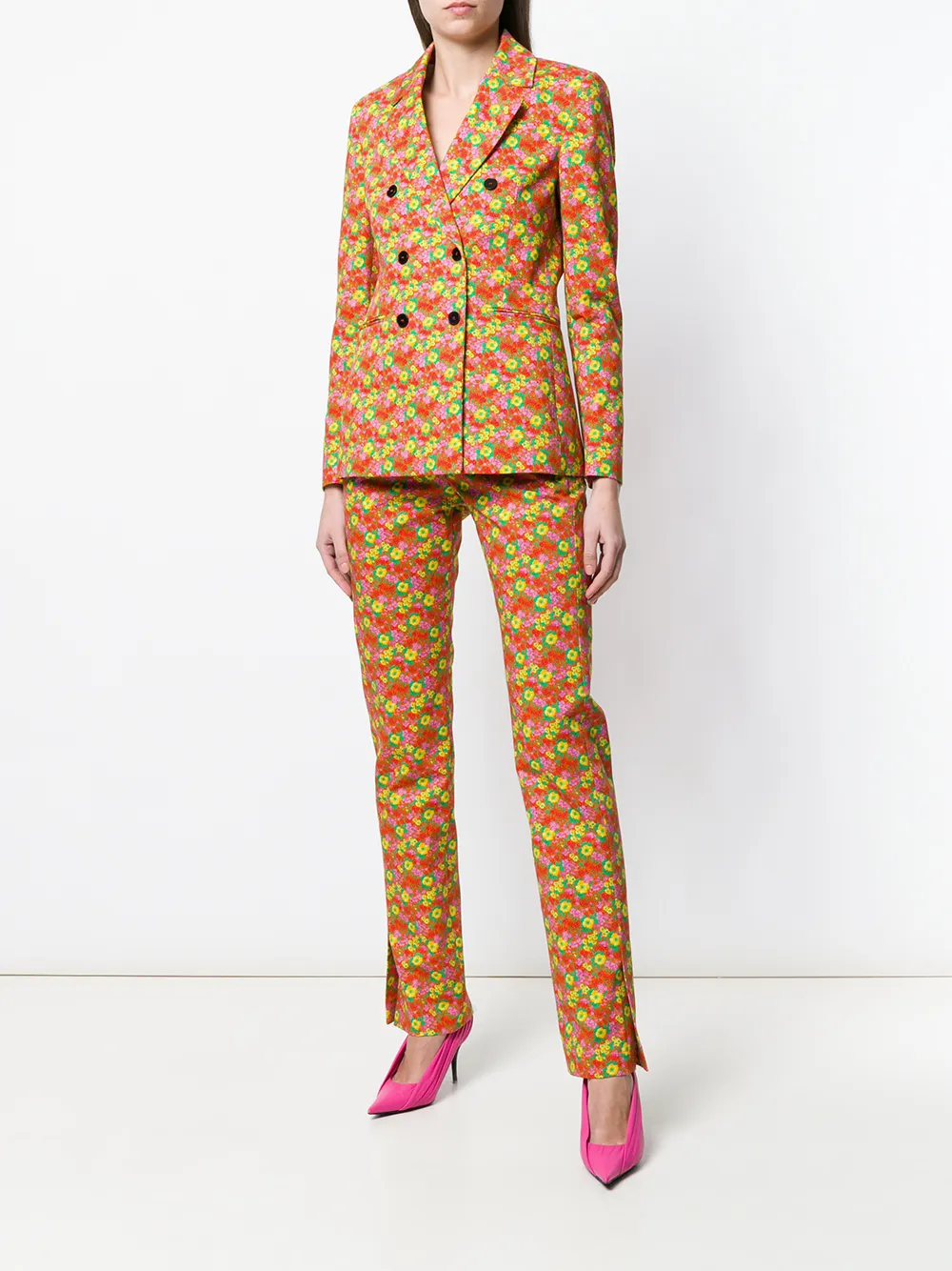 MSGM slim-fit bloemenbedrukte broek - Geel