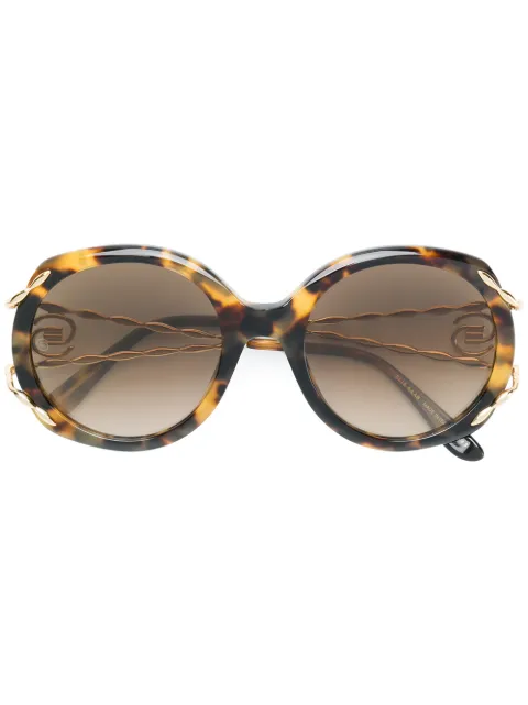 Elie Saab tortoiseshell oversized logo sunglasses