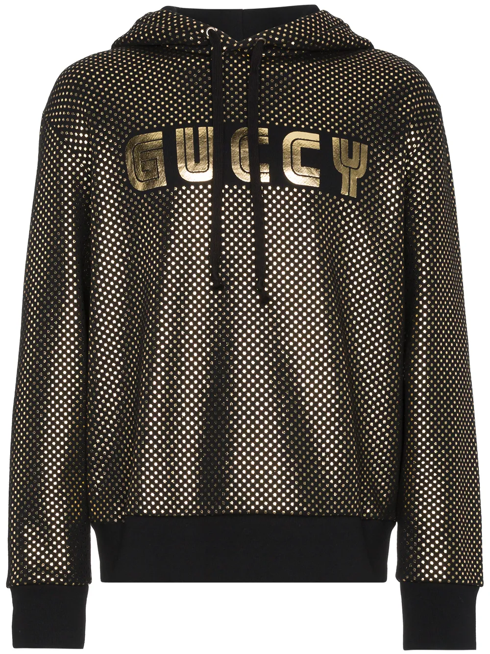 GUCCI GUCCI GUCCY LOGO JERSEY HOODIE - BLACK,475374X3N4312753226