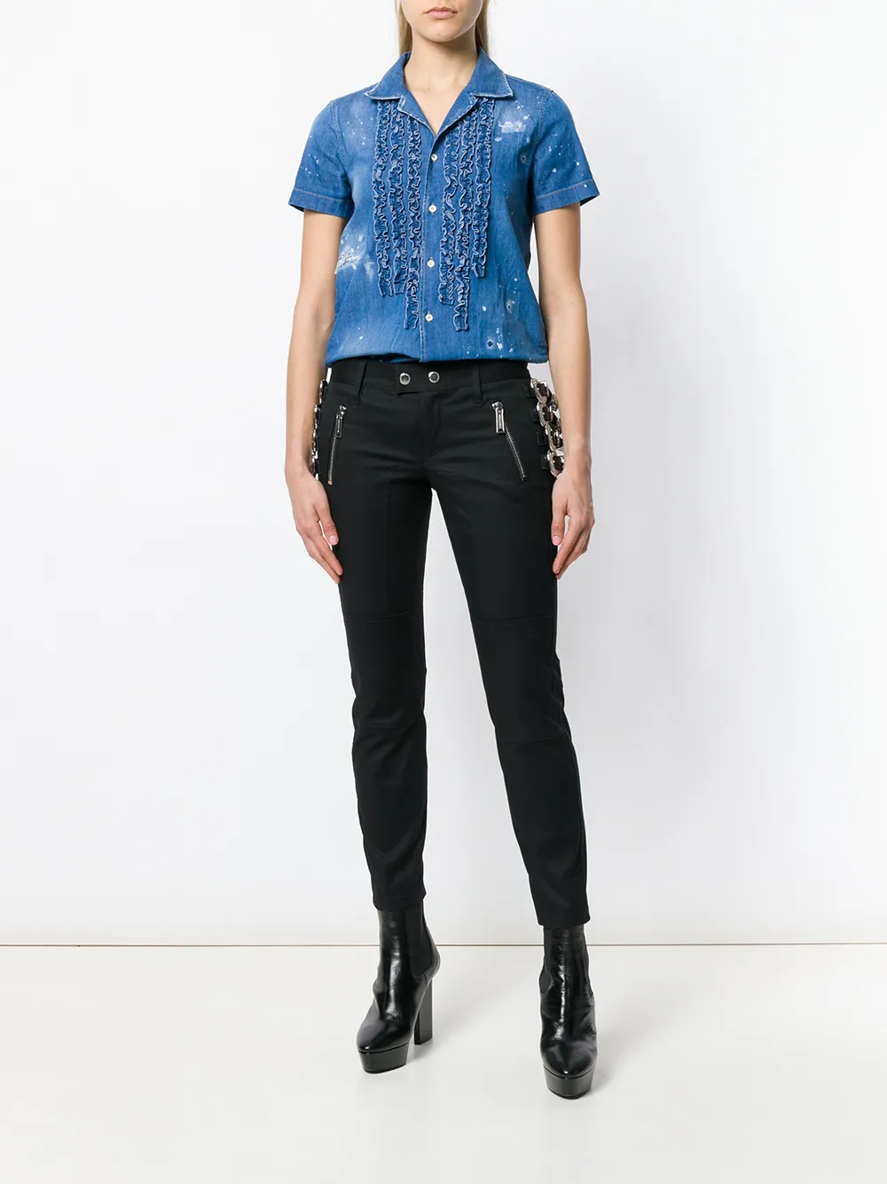 DSQUARED2 shirt met ruches en biezen - Blauw