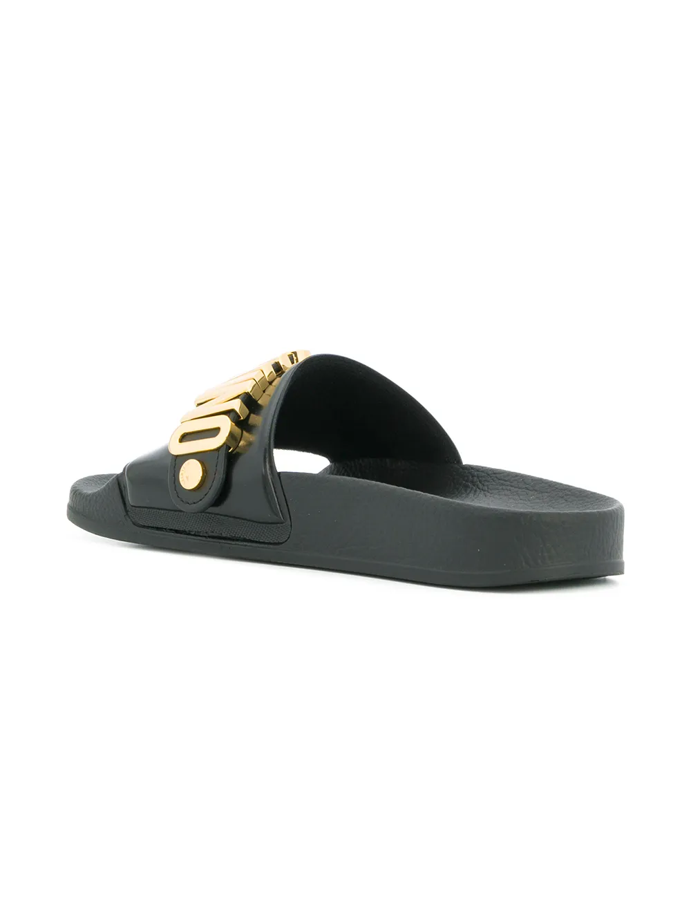 Moschino logo plaque pool slides Black