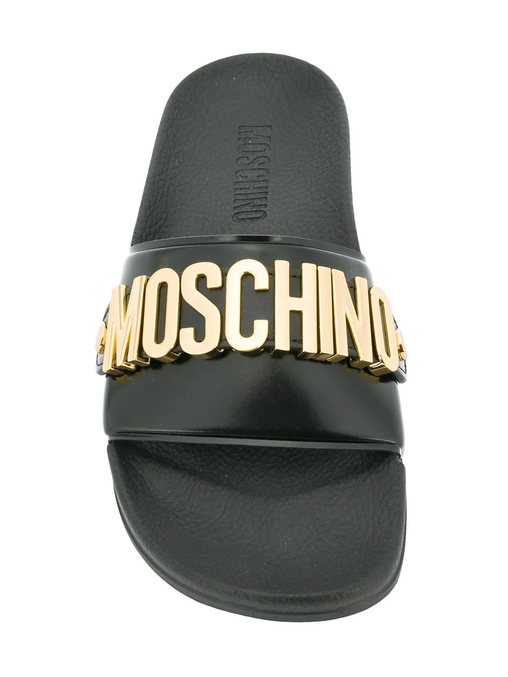 Moschino logo plaque pool slides Black