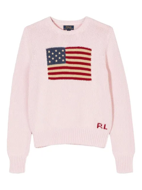 POLO RALPH LAUREN KIDS suéter tejido con motivo de bandera de Estados Unidos