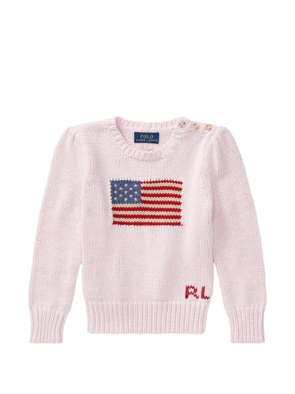 POLO RALPH LAUREN KIDS USA フラッグモチーフ セーター | ピンク