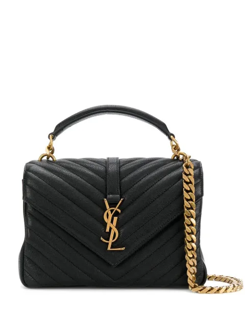 medium college quilted leather shoulder bag