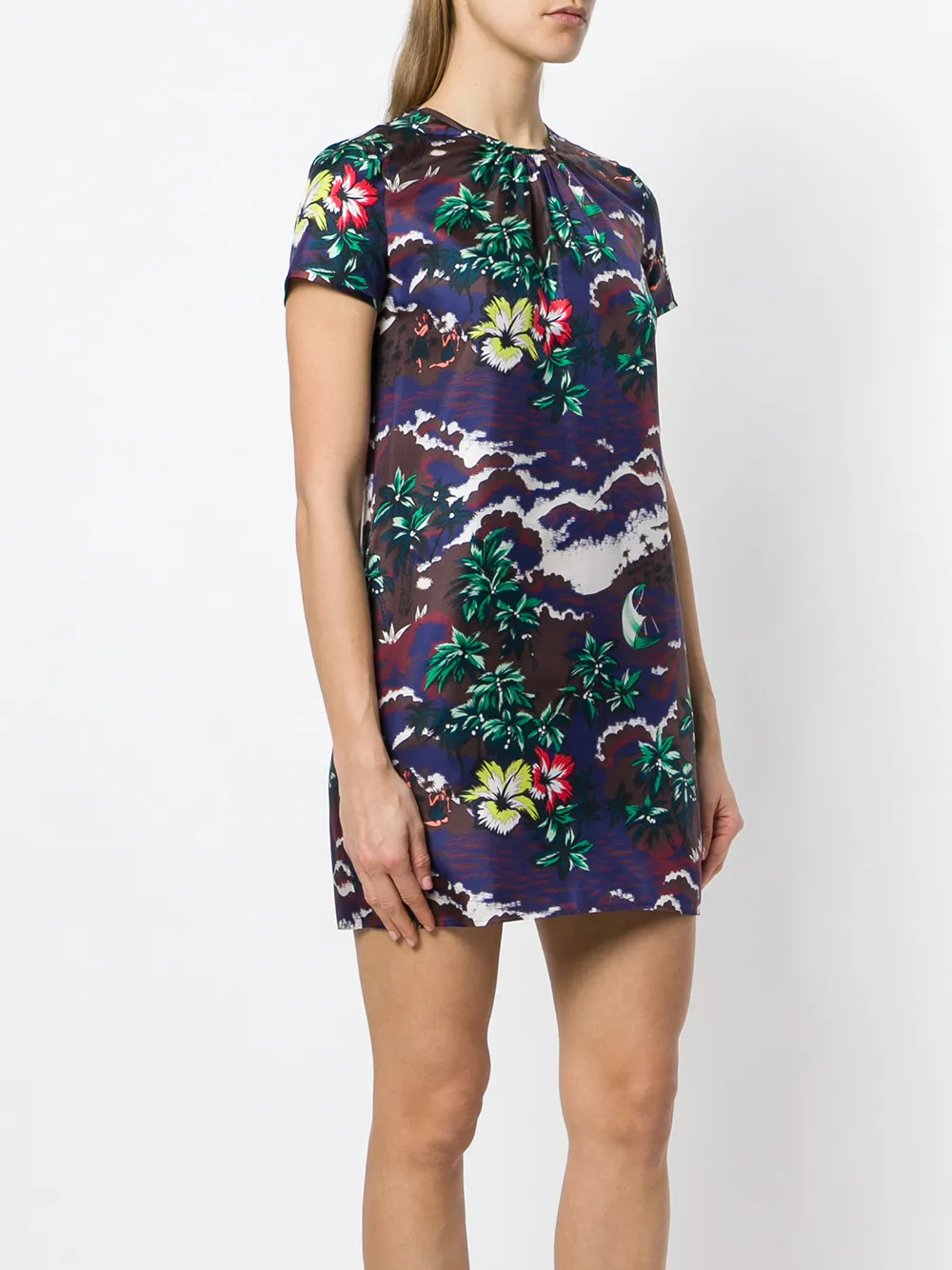  Dsquared2 Seidenminikleid Mit Print   Violett 