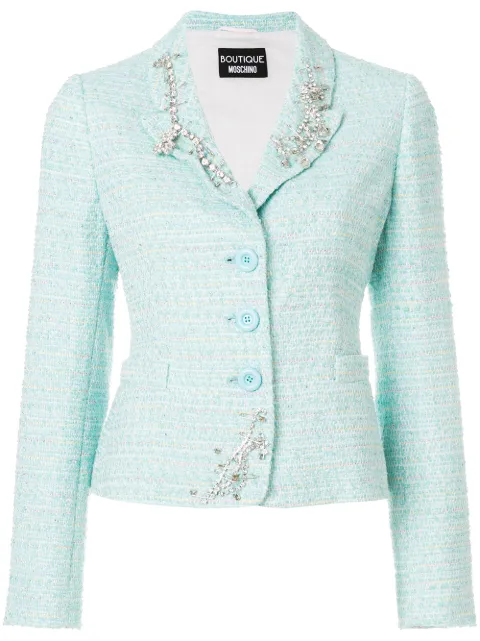 Moschino blazer en tweed à ornements