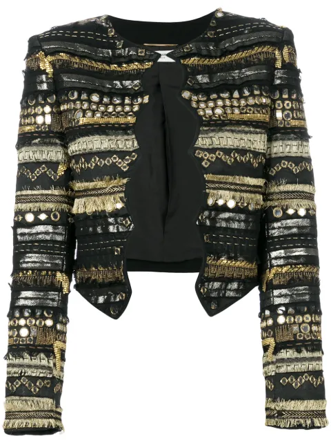 Saint Laurent veste crop à broderies métallisées