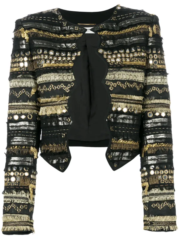 Saint Laurent Embroidered Fitted Jacket in Black