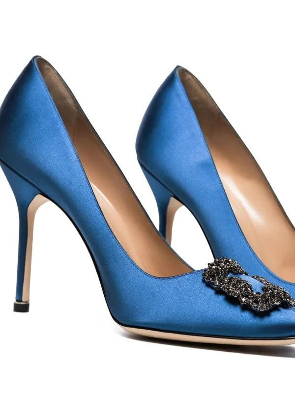 Manolo Blahnik Hangisi 105mm Appliqué Pumps | Blue | FARFETCH