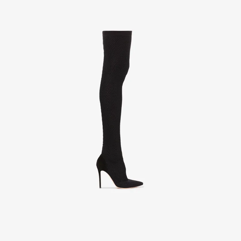 Gianvito Rossi Black Vox Cuissard 105 Knee High Boot In Black