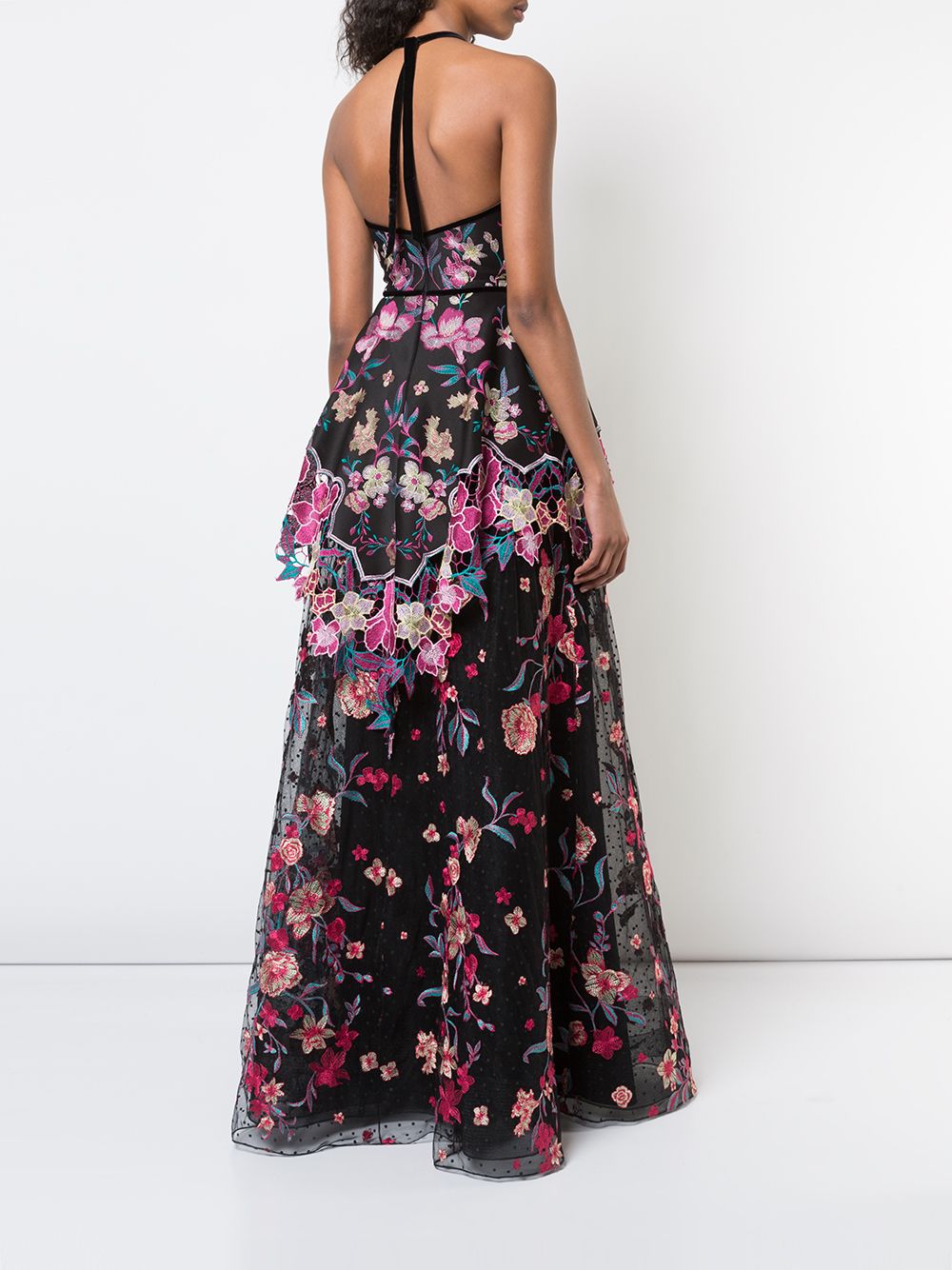 фото Marchesa notte платье из органзы с вышитыми цветами