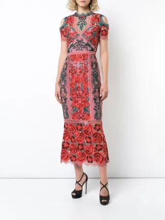 Marchesa Notte Fl Lace Cold Shoulder Dress Farfetch Marchesa Notte Fl Lace Cold Shoulder Dress