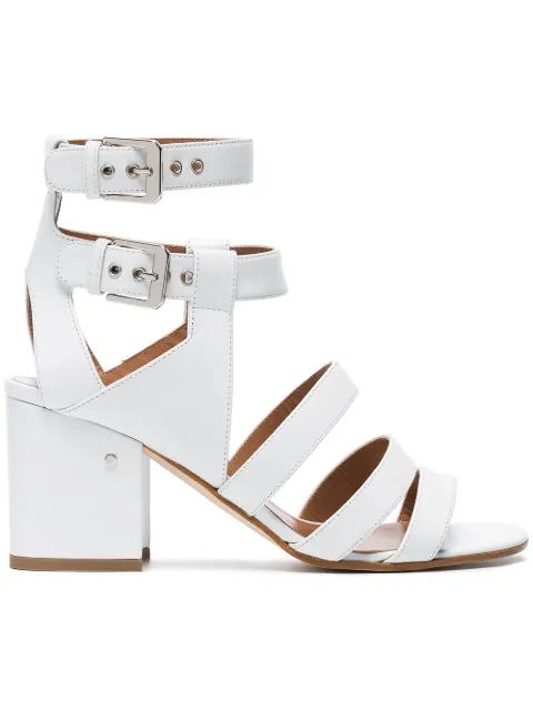 Click to view more detailed imagery on our partner's website Laurence Dacade Rela Strappy Leather Block-heel Sandals In Off White